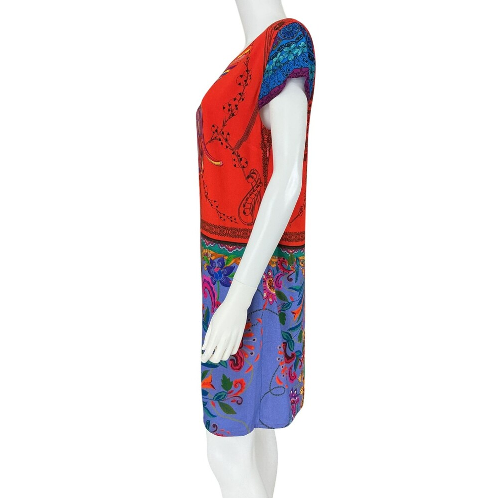 Desigual Koda Dress Size 40 Shift Mini Patchwork BOHO Scarf Print Festival Artsy - Picture 6 of 16